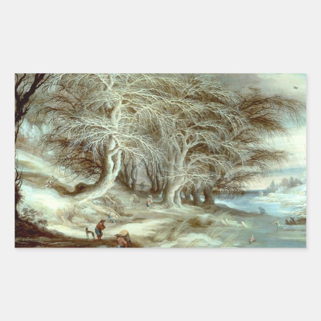 Pegatina Rectangular Paisaje invernal Gijsbrecht Leytens (Anverso)
