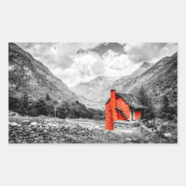 Pegatina Rectangular Paisaje rural Fotografía en blanco y negro