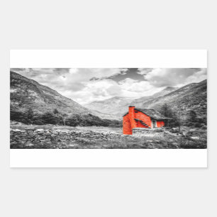 Pegatina Rectangular Paisaje rural Fotografía en blanco y negro