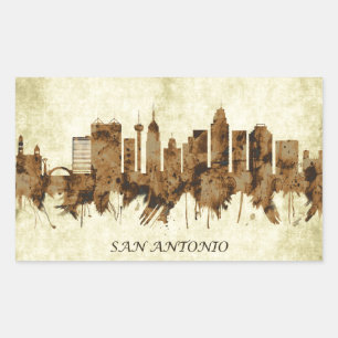 Pegatina Rectangular Paisaje urbano de San Antonio Texas