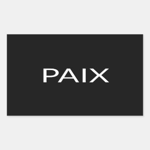 Pegatina Rectangular Paix blanco negro francés paz simple minimalista