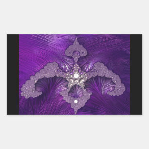 Pegatina Rectangular Pájaro Fractal Abstracto Morado