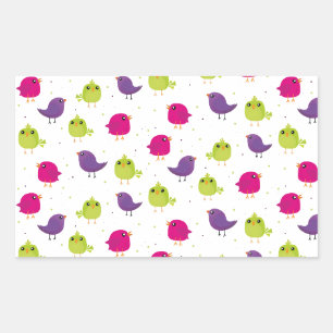 Pegatina Rectangular Pájaros coloridos lindos