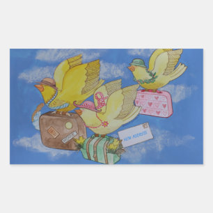 Pegatina Rectangular Pájaros en la nueva invitación de la dirección 