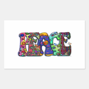 Pegatina Rectangular Pájaros y mariposas del arte de la palabra de la