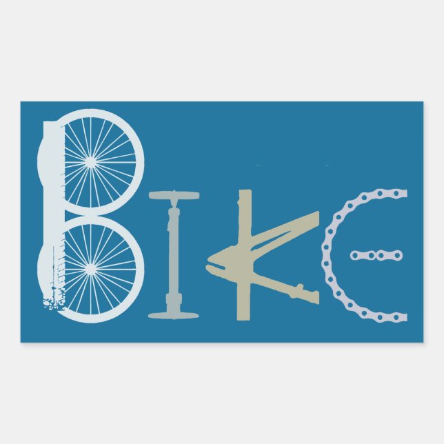 Pegatina Rectangular Palabra de bicicleta hecha a partir de piezas colo (Anverso)