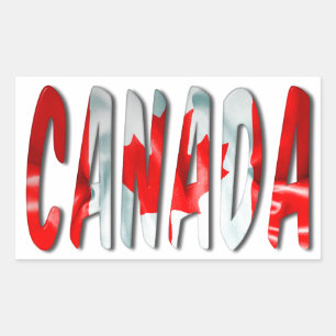 Pegatina Rectangular Palabra de Canadá con textura de bandera