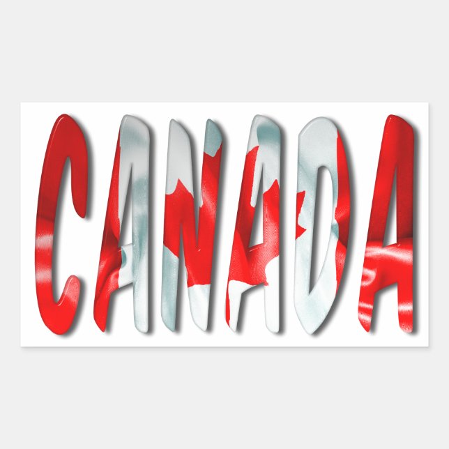 Pegatina Rectangular Palabra de Canadá con textura de bandera (Anverso)