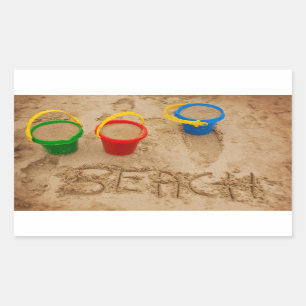 Pegatina Rectangular Palabras de la arena de la playa
