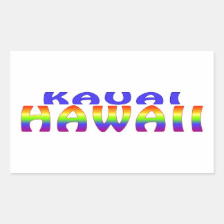 Pegatina Rectangular Palabras del arco iris de Kauai Hawaii