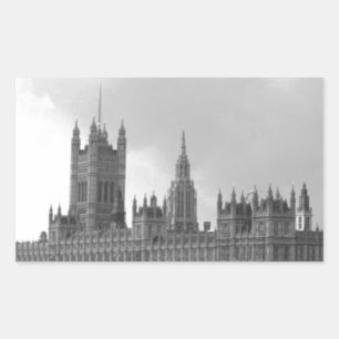 Pegatina Rectangular Palacio Blanco Negro de Westminster
