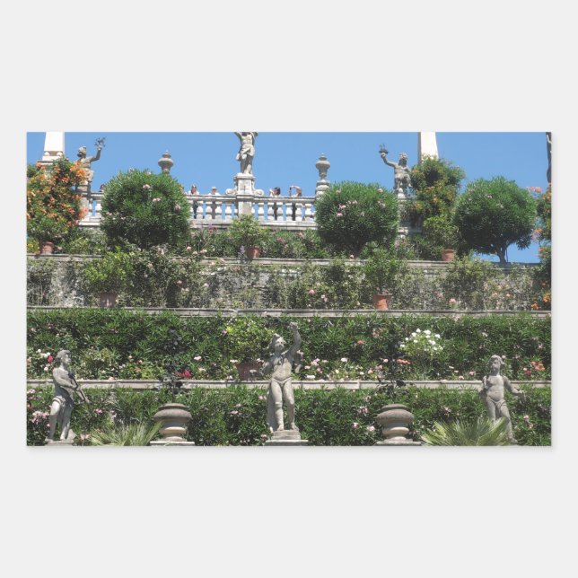 Pegatina Rectangular Palacio Borromeo en Stresa, Italia (Anverso)