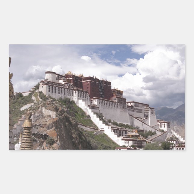 Pegatina Rectangular Palacio Potala en el Tíbet (Anverso)