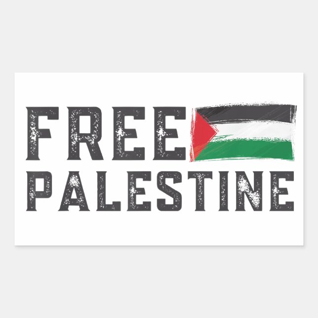 PEGATINA RECTANGULAR PALESTINA LIBRE, GAZA PALESTINA LIBRE (Anverso)