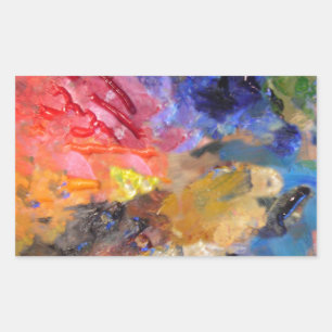 Pegatina Rectangular Paleta de colores coloridos del pintor artista 