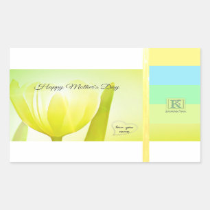 Pegatina Rectangular Paleta Sunny Lime Pastel Tulip Photo Monograma