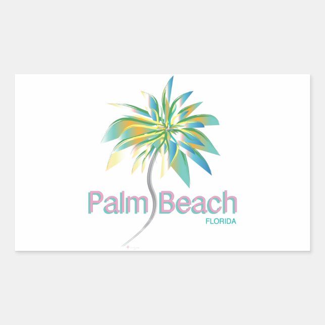 Pegatina Rectangular Palm Beach, Florida (Anverso)