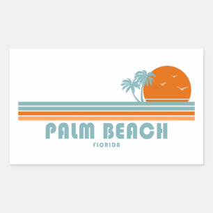 Pegatina Rectangular Palm Beach Florida Sun Palm Trees