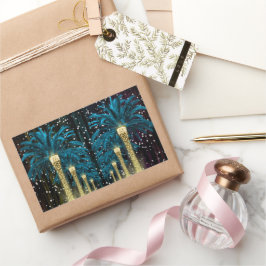 Pegatina Rectangular Palm de invierno de vacaciones