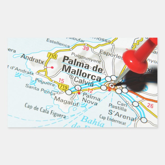 Pegatina Rectangular Palma de Mallorca, España (Anverso)