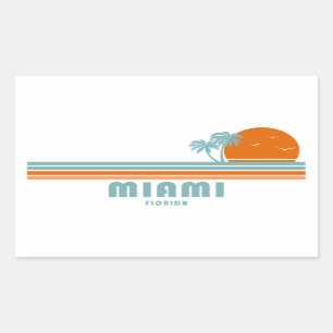 Pegatina Rectangular Palmeras Sun de Miami Florida