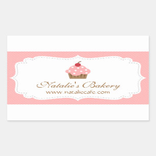 Pegatina Rectangular Panadería de Cupcakes Rosados Elegantes Decoración