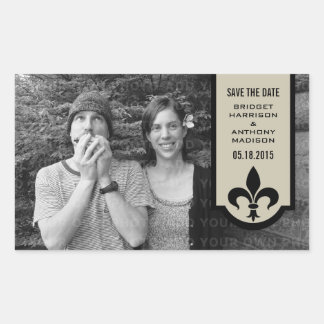 Pegatina Rectangular Pancarta de Beige Fleur De Lis Salven a los Pegati