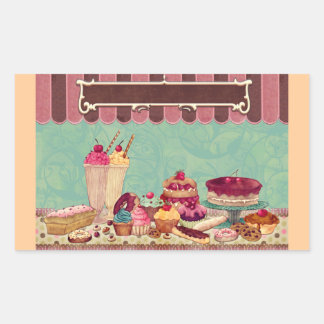 Pegatina Rectangular Pancarta de Rótulo de pastelería de torta Fiesta