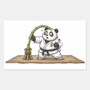 Pegatina Rectangular Panda de Karate Divertido Fracaso de Artes Marcial