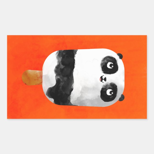 Pegatina Rectangular Panda Popsicle Ice Cream (Anverso)