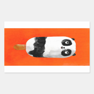 Pegatina Rectangular Panda Popsicle Ice Cream