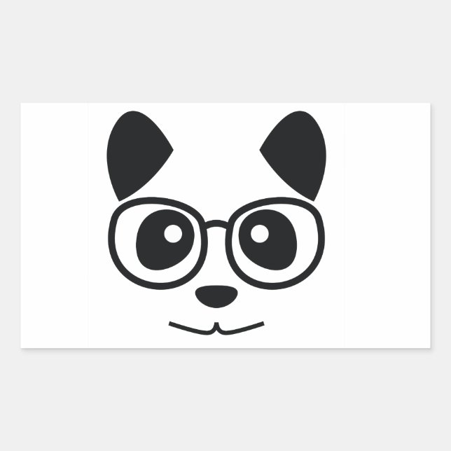Pegatina Rectangular Panda Y Gafas (Anverso)