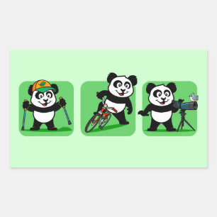 Pegatina Rectangular Pandas al aire libre