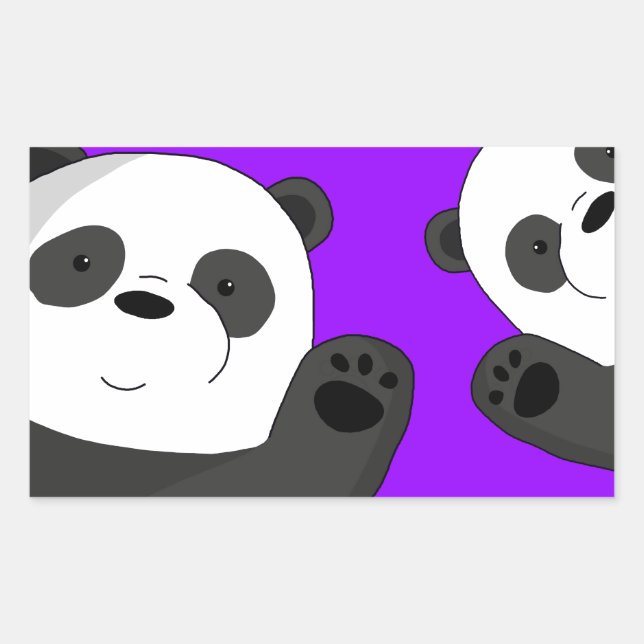 Pegatina Rectangular Pandas cutáneos (Anverso)
