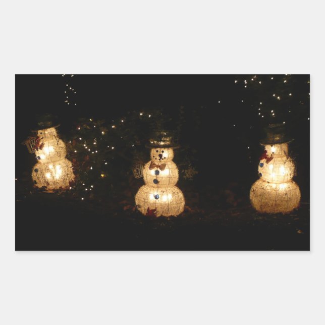 Pegatina Rectangular Pantalla de luz de vacaciones de Snowman (Anverso)