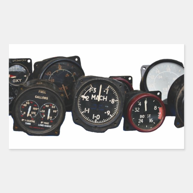 Pegatina Rectangular Pantallas de diales volantes de la Segunda Guerra  (Anverso)