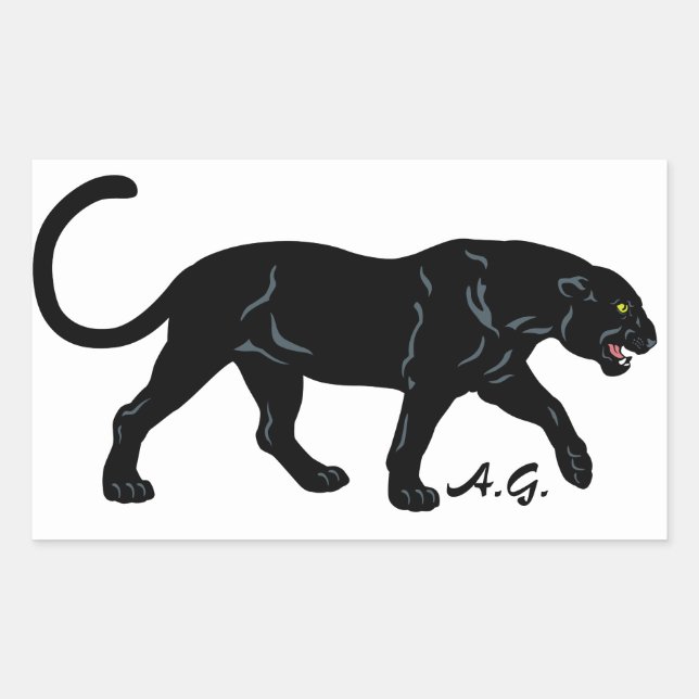 Pegatina Rectangular pantera negra (Anverso)