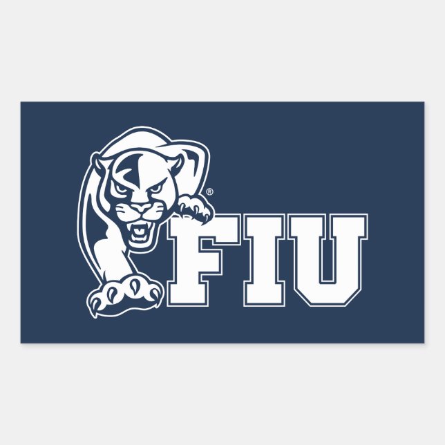Pegatina Rectangular Panteras FIU - Logotipo blanco (Anverso)