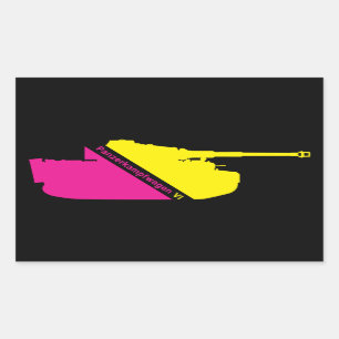 Pegatina Rectangular Panzerkampfwagen mínimo VI, magenta-amarillo