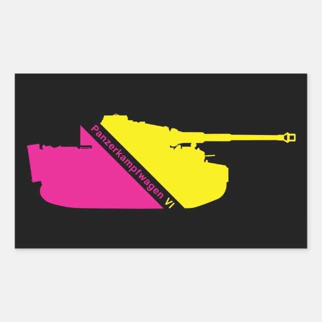 Pegatina Rectangular Panzerkampfwagen VI mínimo, magenta-amarillo (Anverso)