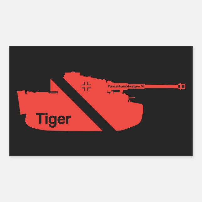 Pegatina Rectangular Panzerkampfwagen VI mínimo, rojo - negro (Anverso)