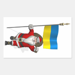 Pegatina Rectangular Papá Noel con insignia de Ucrania
