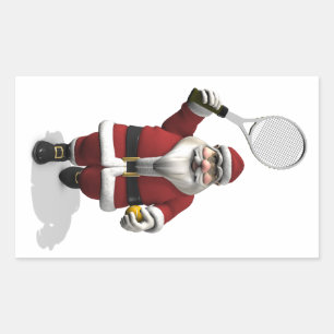 Pegatina Rectangular Papá Noel jugando tenis