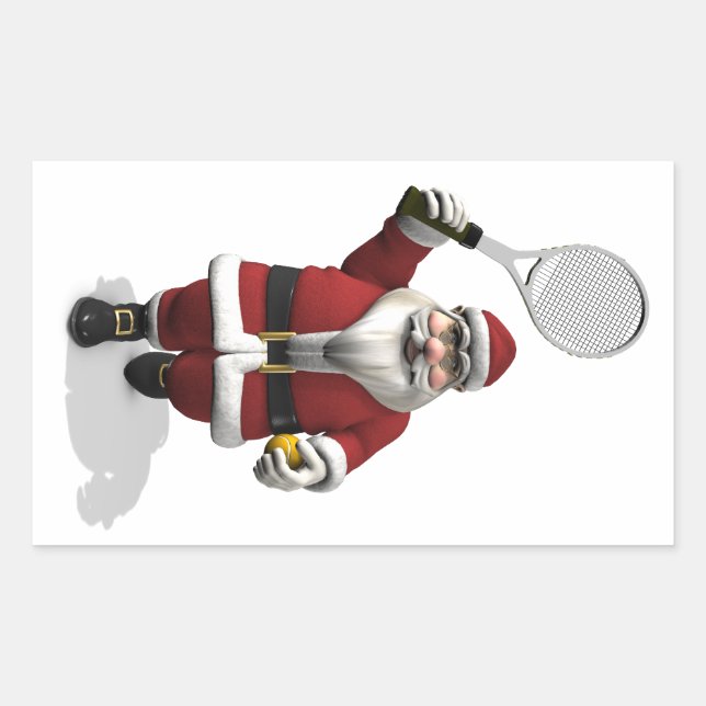Pegatina Rectangular Papá Noel jugando tenis (Anverso)