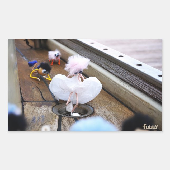 Pegatina Rectangular Paparazzi bij Fubby op rooster. (Anverso)