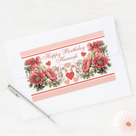 Pegatina Rectangular Papas y corazones románticos vintage Cumpleaños