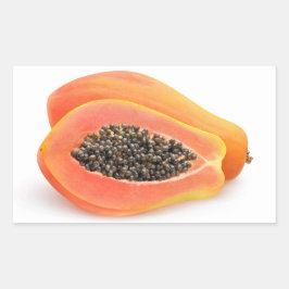 Pegatina Rectangular Papaya a la mitad