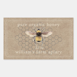 Pegatina Rectangular Papel de kraft para abejas de miel