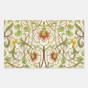 Pegatina Rectangular Papel pintado de flores clásico Narciso de William