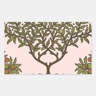 Pegatina Rectangular Papel pintado floral de William Morris Tree Frieze